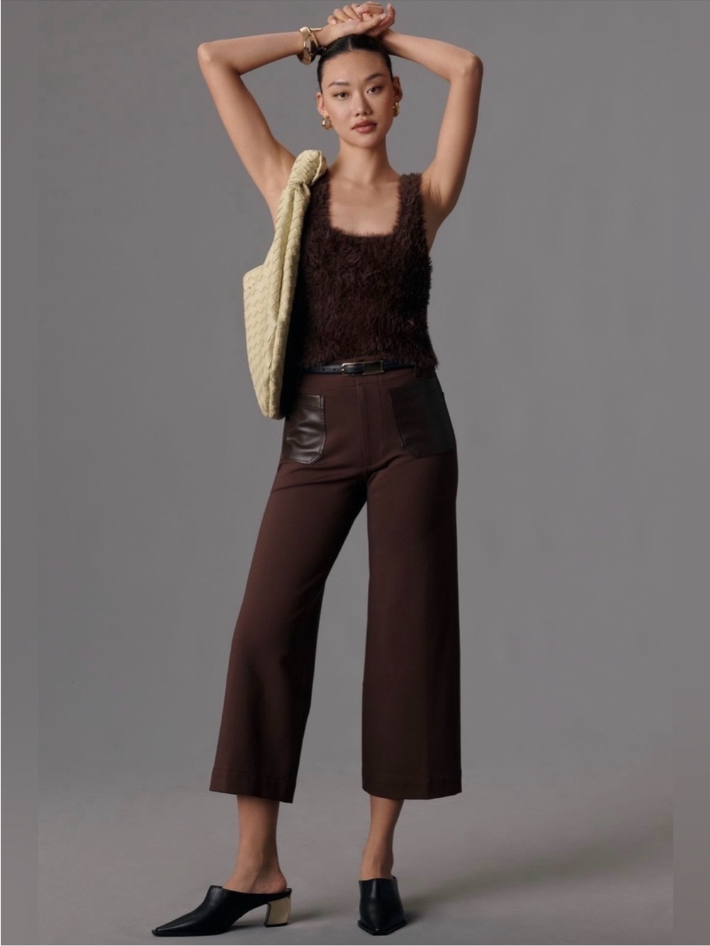 Maeve The Colette Cropped Wide-Leg Pants
Chocolate Faux Leather Size 24